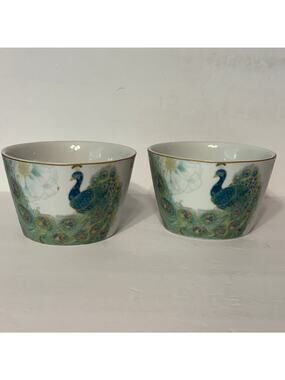 222 Fifth Peacock Lakshmi Appetizer 4.50" Bowls Set of 2